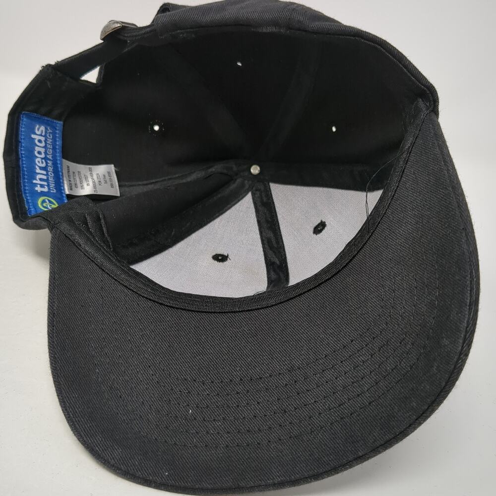 Double R Slideback Baseball Cap Black One Size Adjustable Threads Uniform Agency - Picture 7 of 9